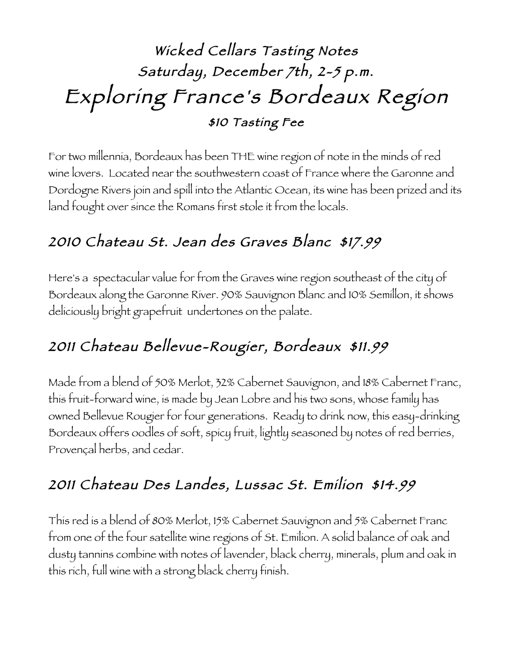 Exploring France's Bordeaux Region $10 Tasting Fee