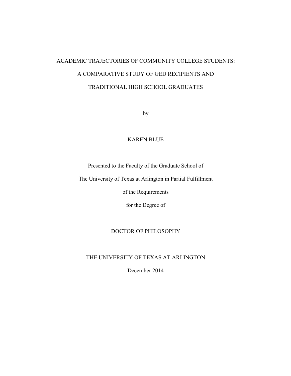 Academic Trajectories of Community College Students