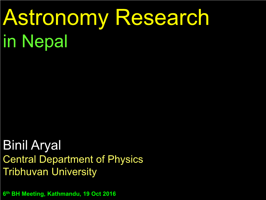 Astronomy Research in Nepal