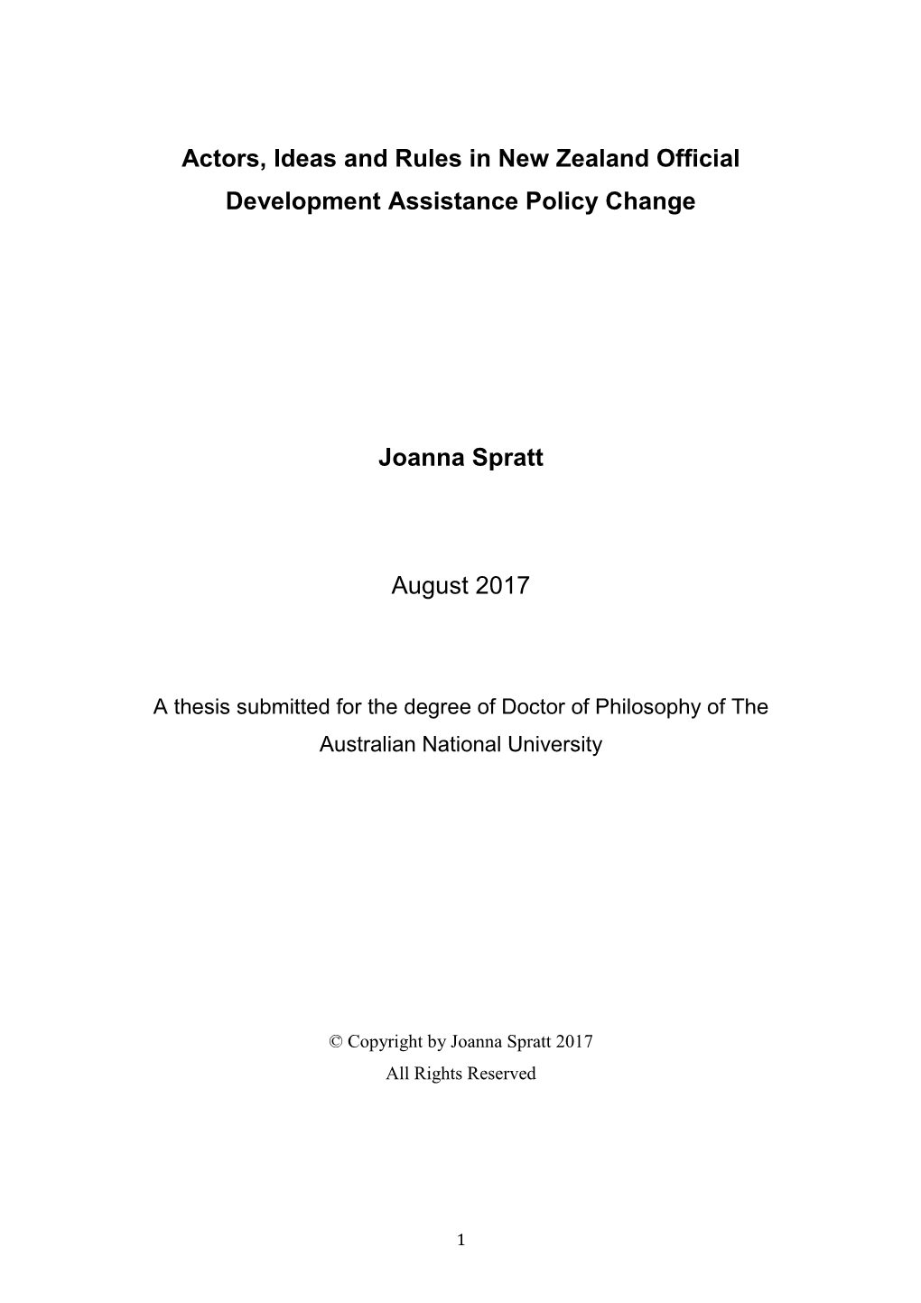 Actors, Ideas and Rules in New Zealand Official Development Assistance Policy Change