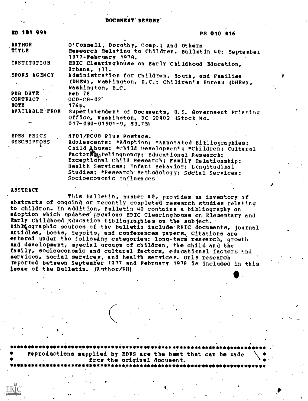 Adoption Which Updateeprevious ERIC Clearinghouse on Elementary