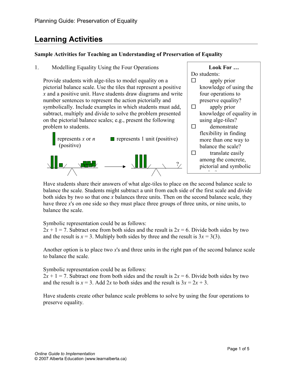 Sample Lesson Plan Grade 1, Number