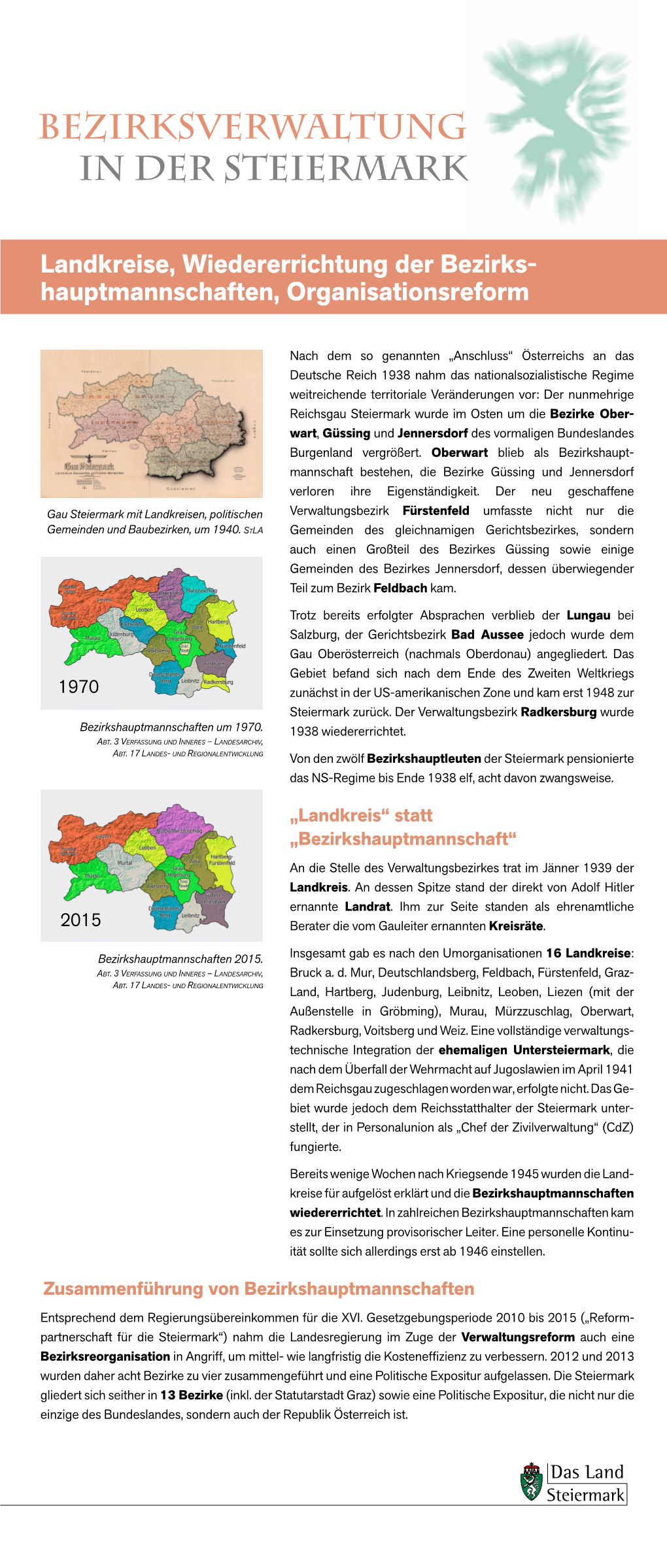 Landkreise, Wiedererrichtung Der Bezirks­ Hauptmannschaften, Organisationsreform