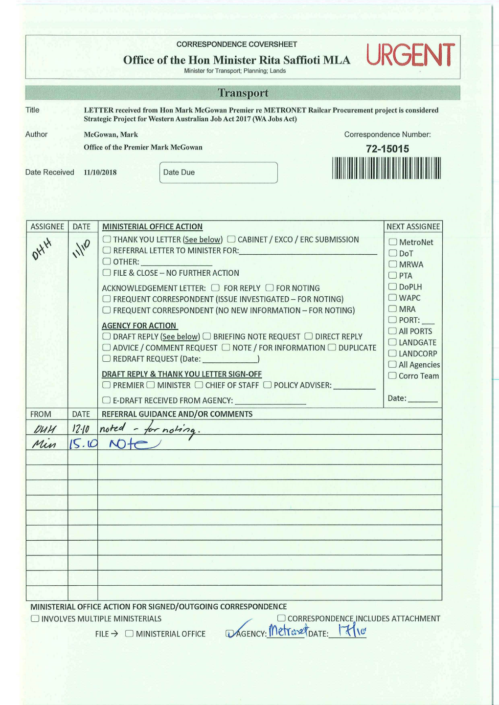 Strategic Project for Western Australian Job Act 2017 (WA Jobs Act)