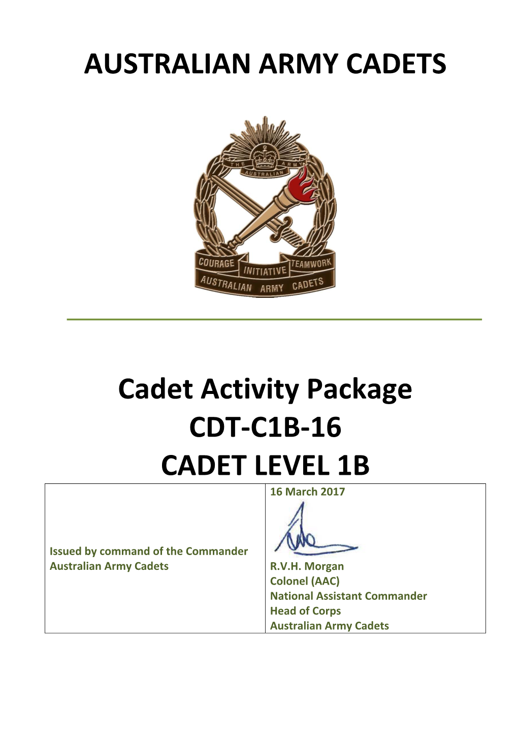 AAC Cadet Recruit Induction Package