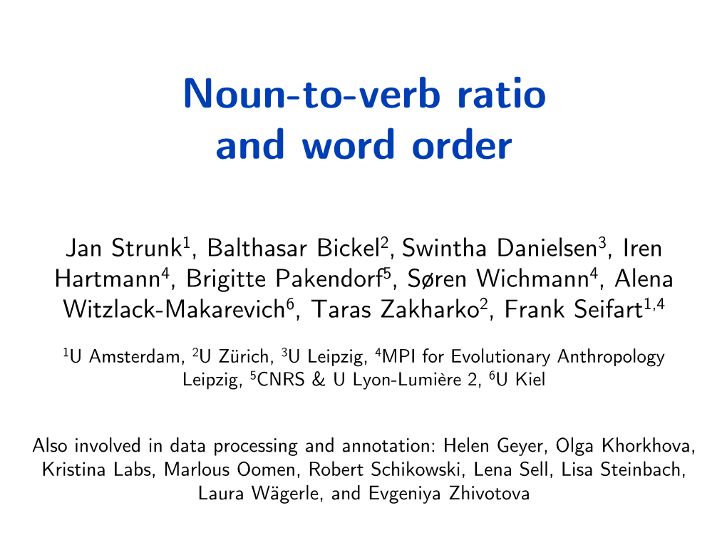 Noun-To-Verb Ratio and Word Order