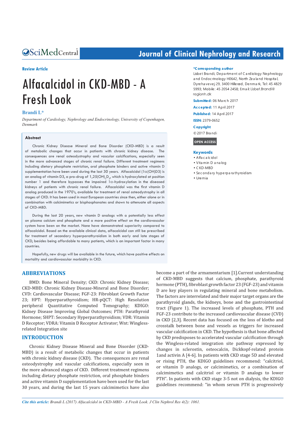 Alfacalcidol in CKD-MBD - a 5993; Mobile: 45 2054 2458; Email