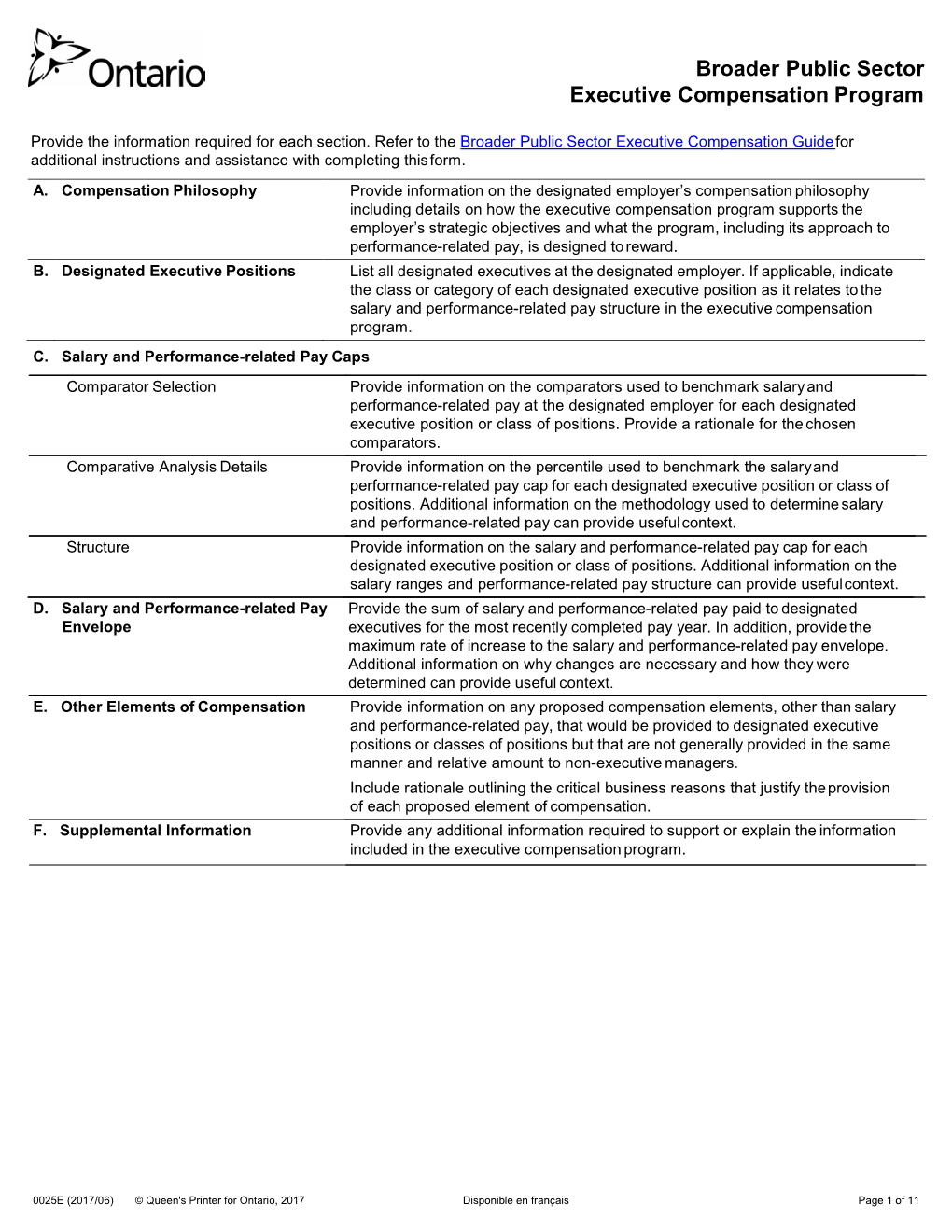 Broader Public Sector Executive Compensation Program