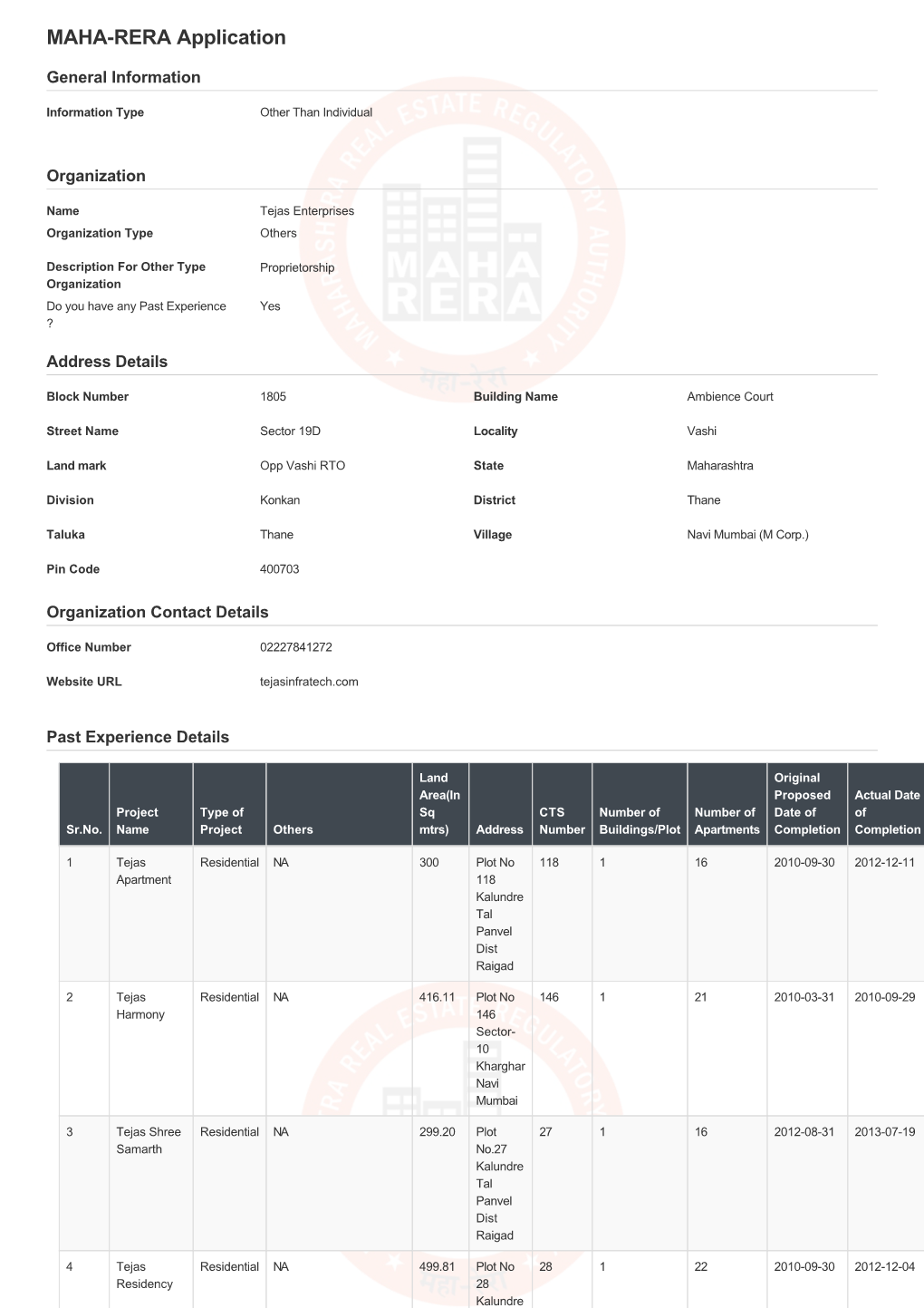 RERA Application