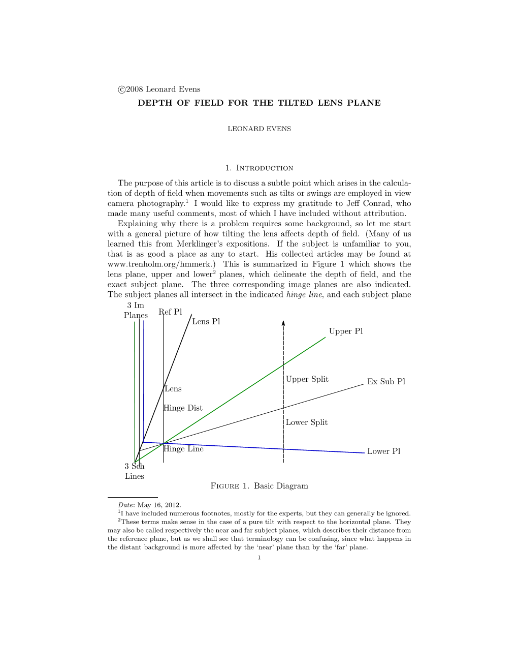 Depth of Field for the Tilted Lens Plane