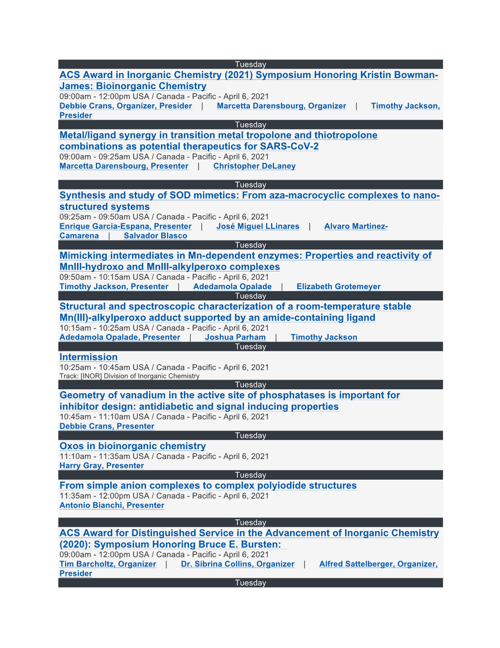 ACS Award in Inorganic Chemistry (2021)