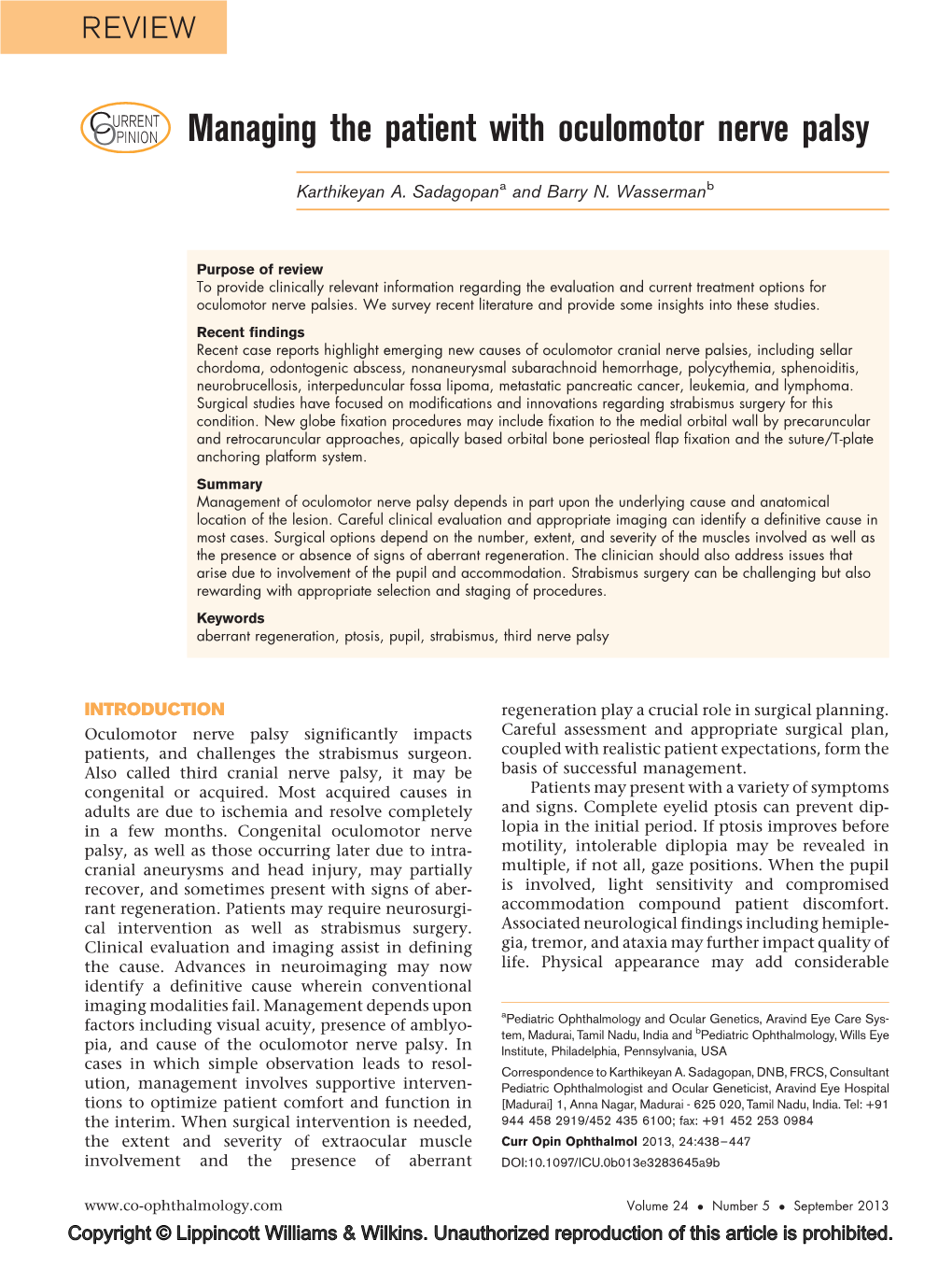 Managing the Patient with Oculomotor Nerve Palsy