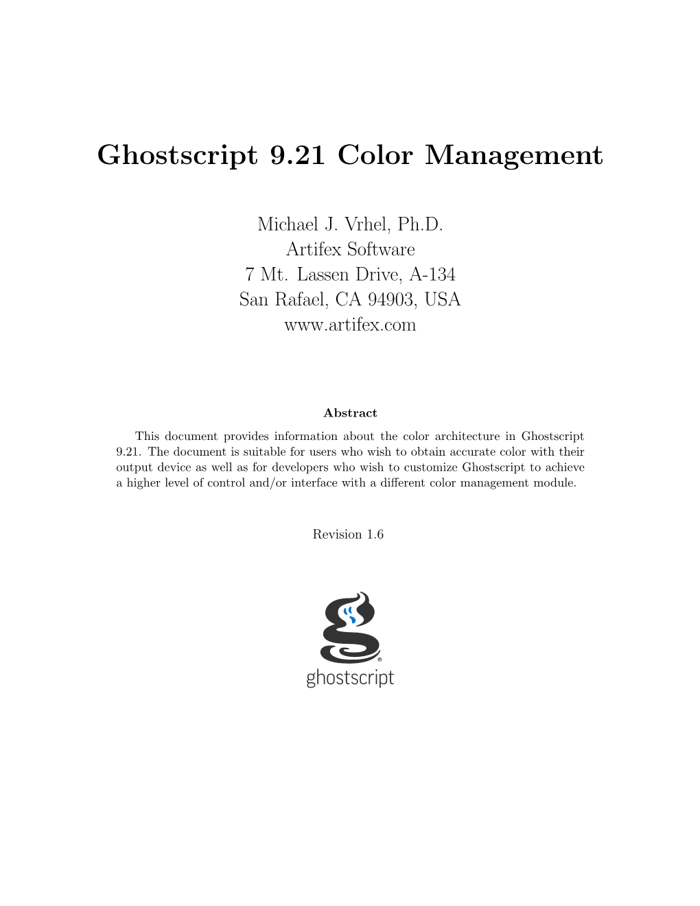 Ghostscript 9.21 Color Management