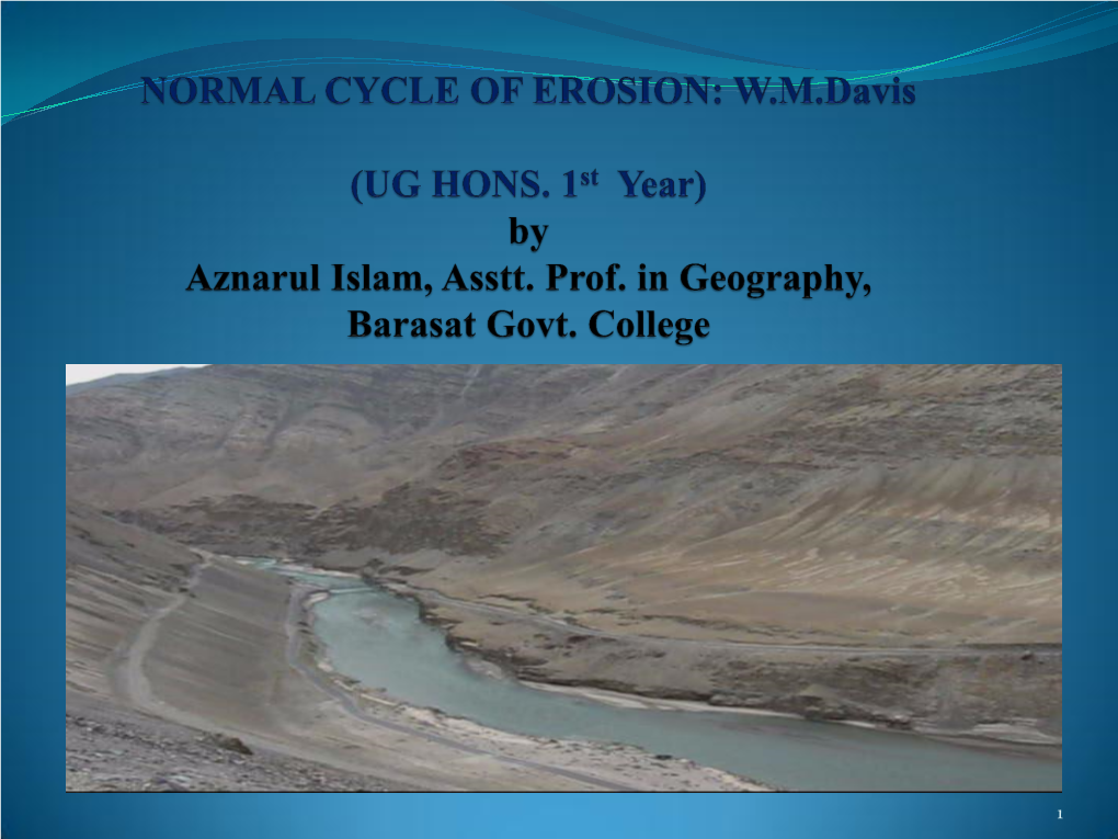 NORMAL CYCLE of EROSION by W.M.Davis