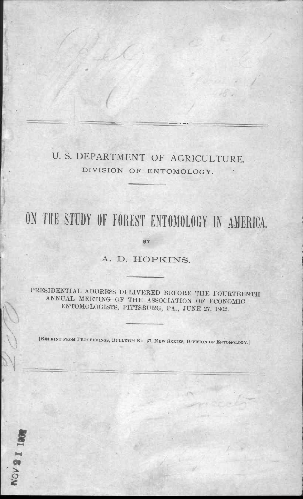 On the Study of Forest Entomology in America