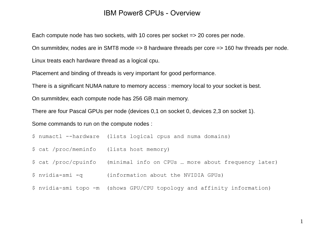 IBM Power8 Cpus - Overview