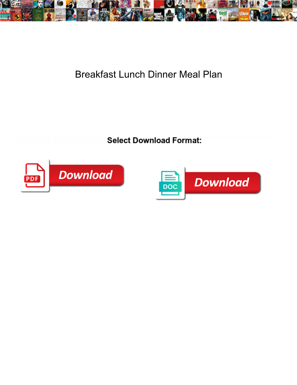 Breakfast Lunch Dinner Meal Plan