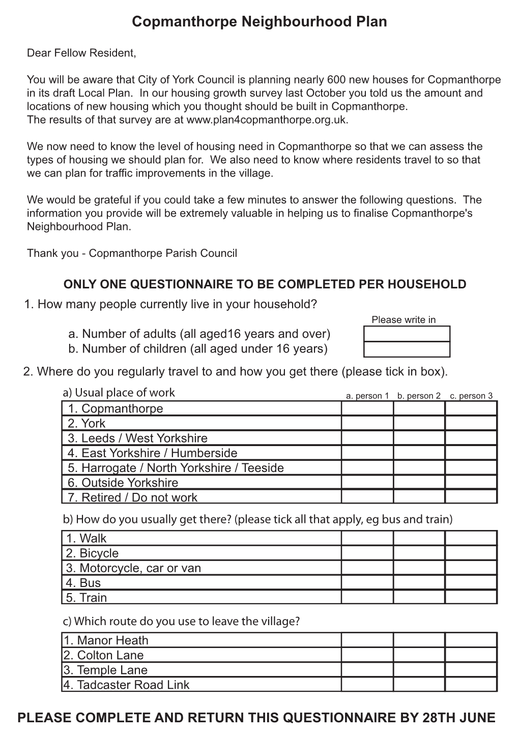 Housing Needs Survey Form