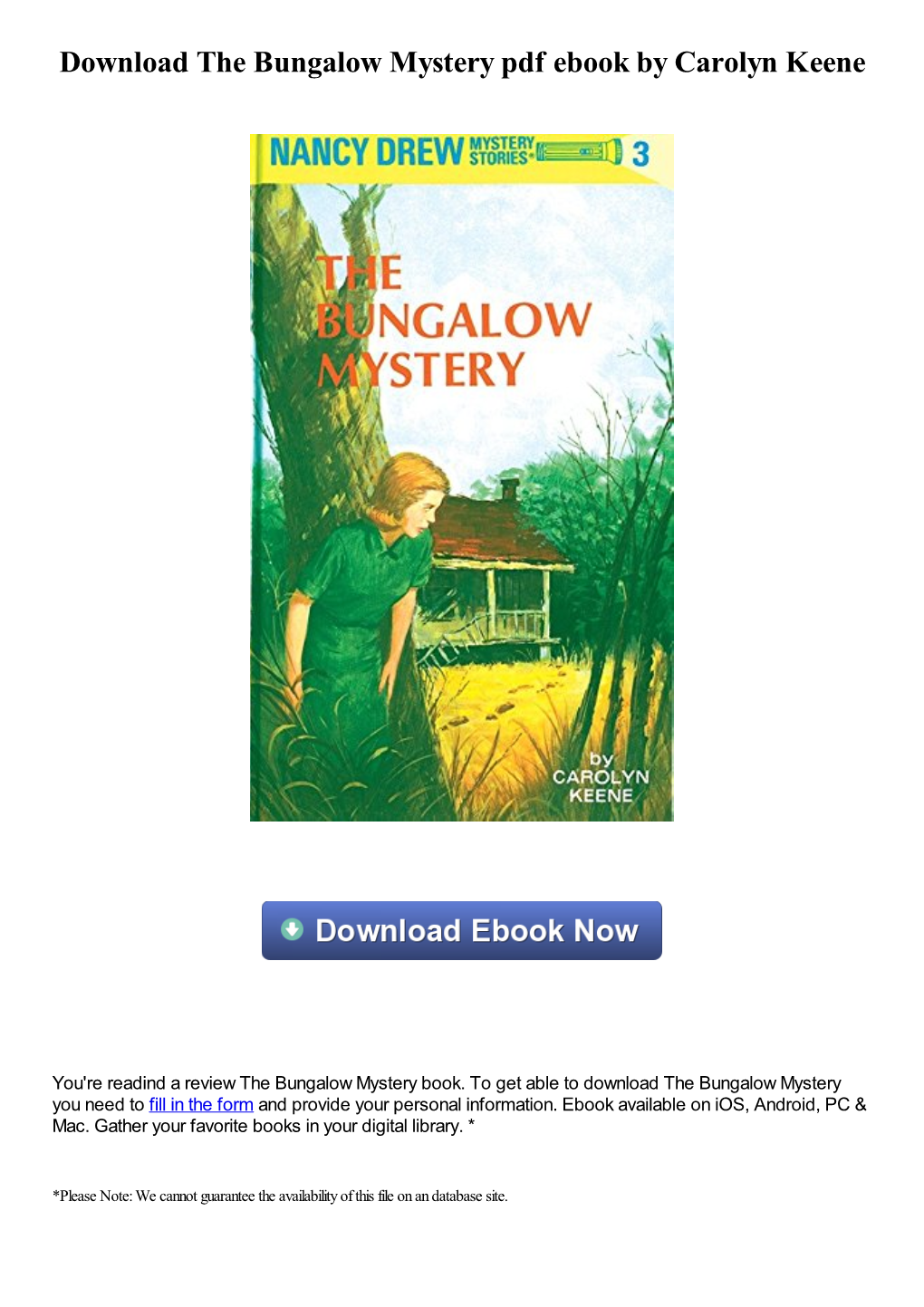 Download the Bungalow Mystery Pdf Ebook by Carolyn Keene