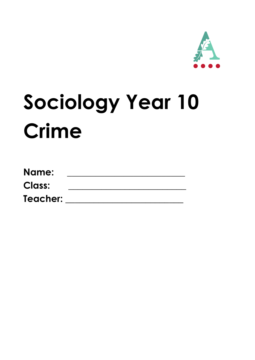 Sociology Year 10 Crime