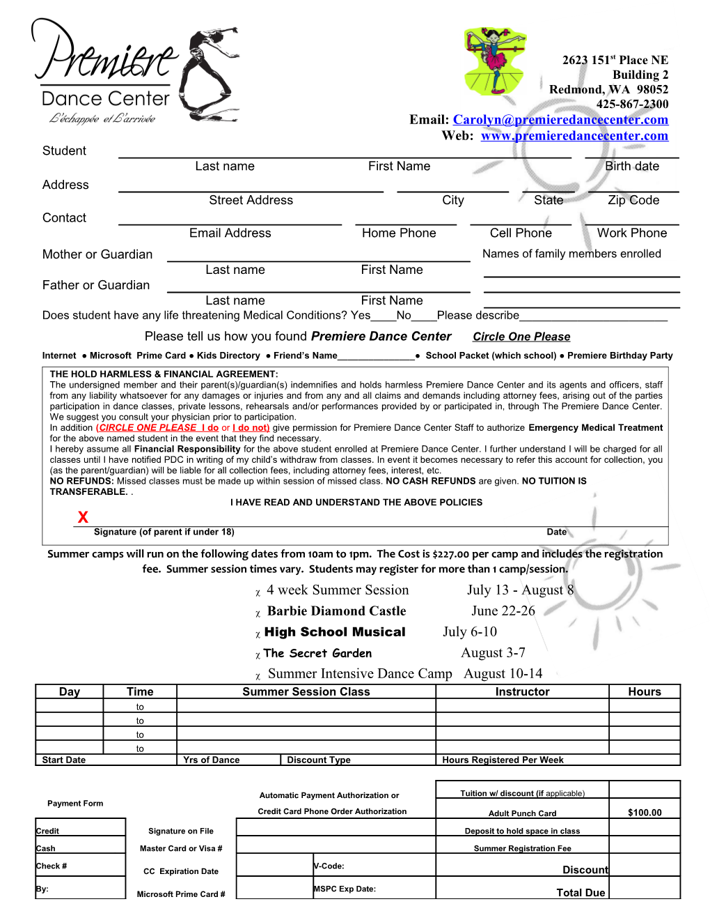 The Hold Harmless & Financial Agreement