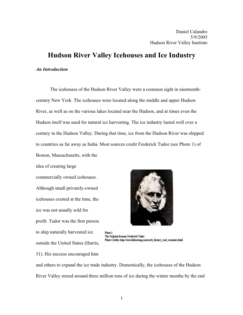 Hudson River Valley Icehouses and Ice Industry