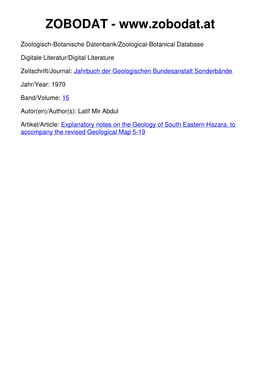 Explanatory Notes on the Geology of South Eastern Hazara, to Accompany the Revised Geological Map 5-19 ©Geol