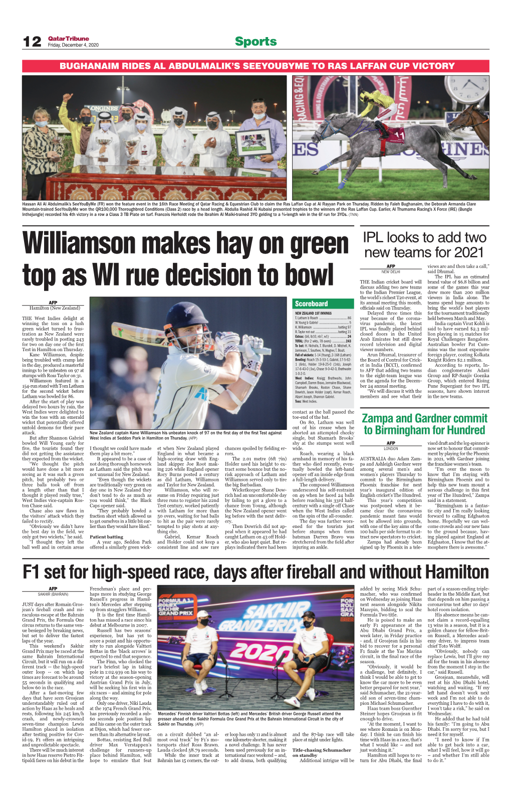 Williamson Makes Hay on Green Top As WI Rue Decision to Bowl
