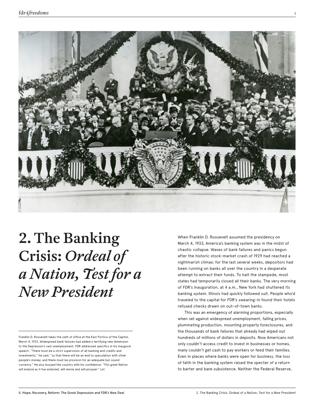 2. the Banking Crisis: Ordeal of a Nation, Test for a New President Fdr4freedoms 2