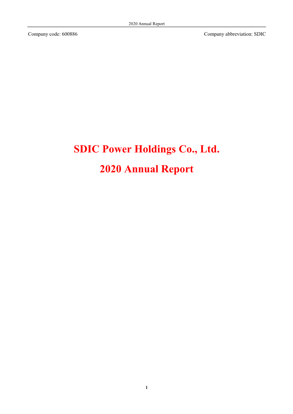 SDIC Power Holdings Co., Ltd. 2020 Annual Report