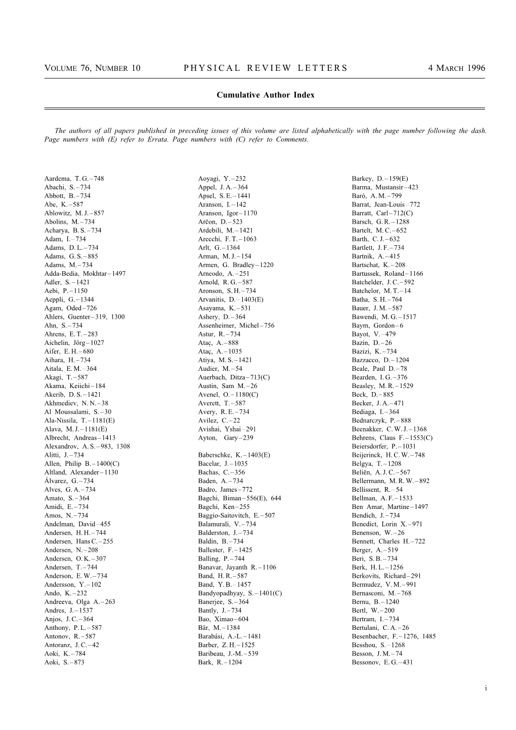 Cumulative Author Index (Print)