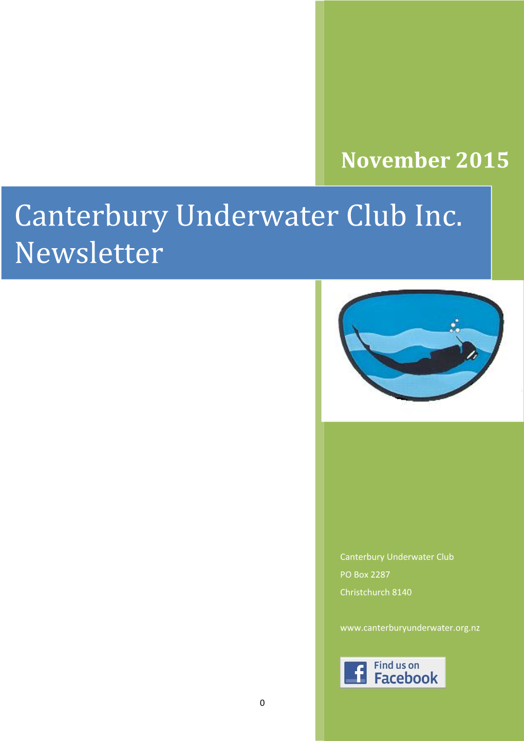 Canterbury Underwater Club Inc. Newsletter