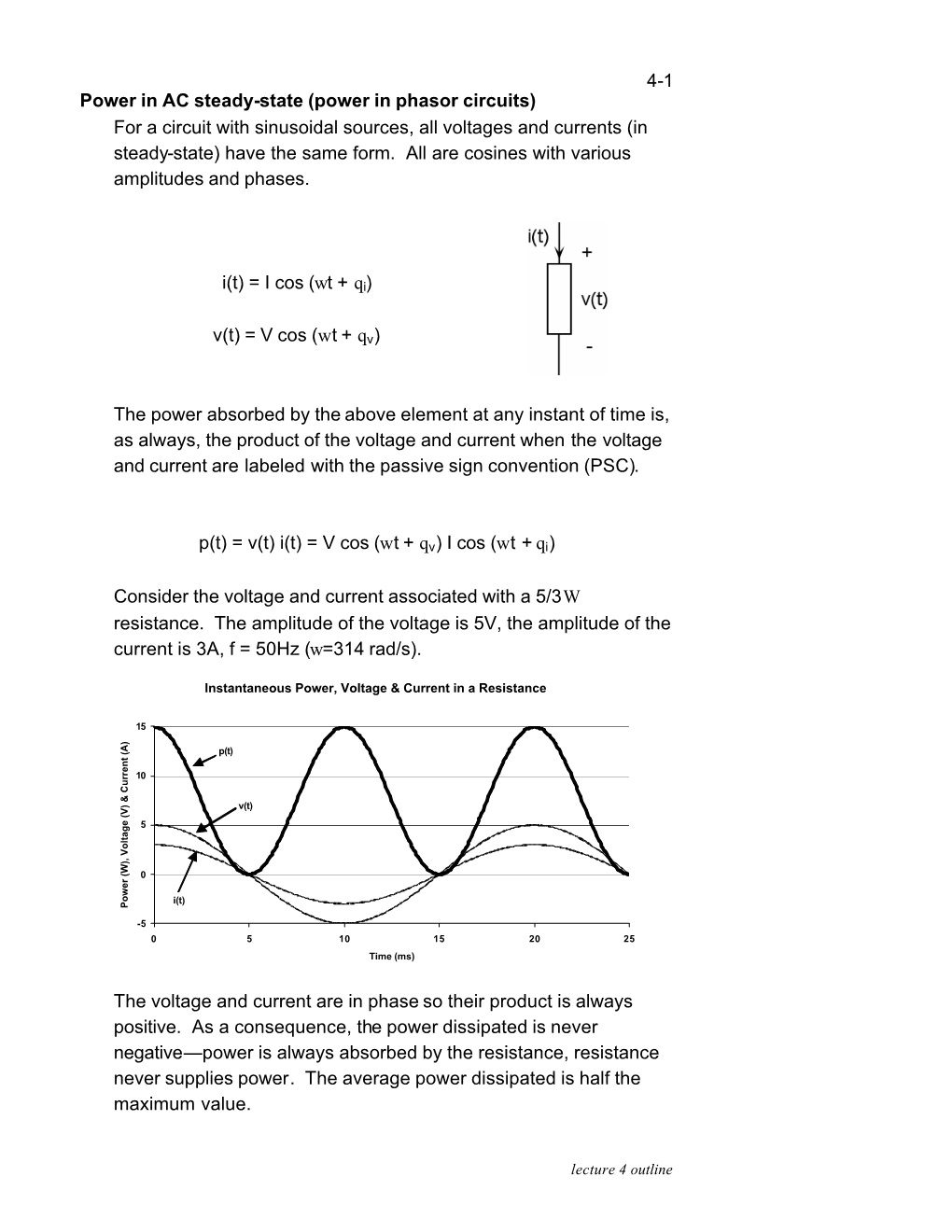 Power in Phasor Circuits) for a Circuit with Sinusoidal Sources, All Voltages and Currents (In Steady-State) Have the Same Form