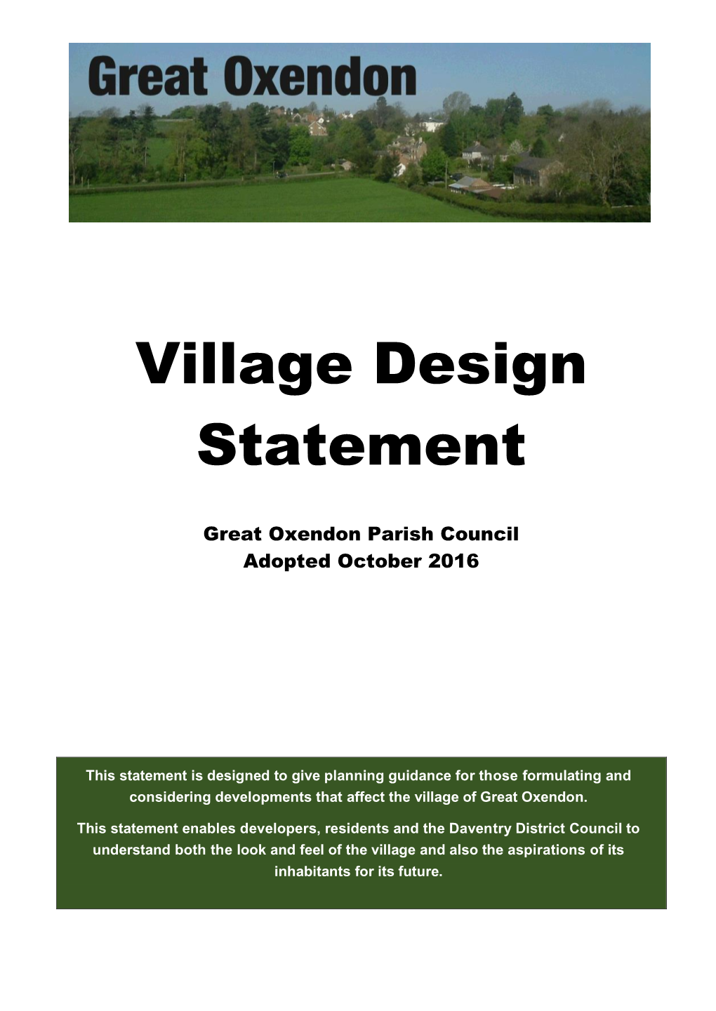 Great Oxendon Village Design Statement