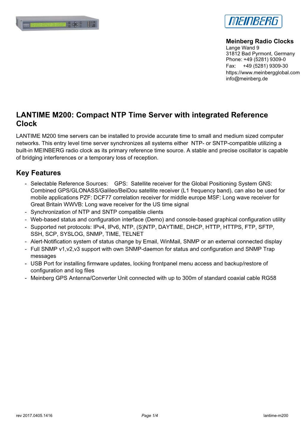 LANTIME M200: Compact NTP Time Server with Integrated Reference Clock