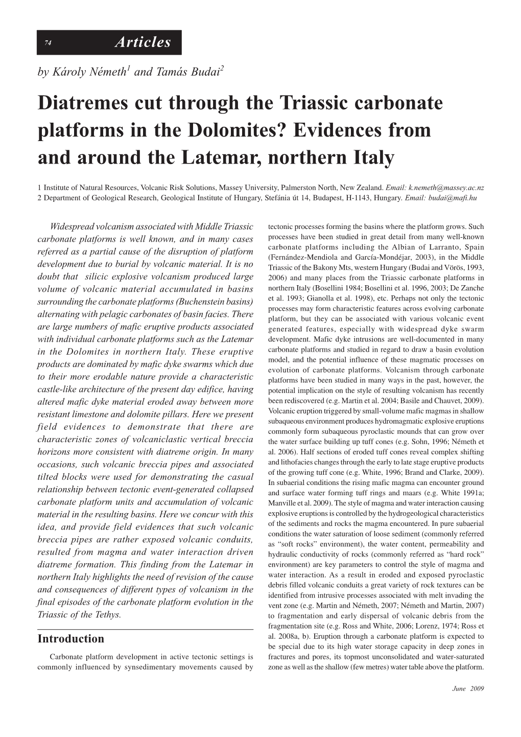 Diatremes Cut Through the Triassic Carbonate Platforms in the Dolomites? Evidences from and Around the Latemar, Northern Italy