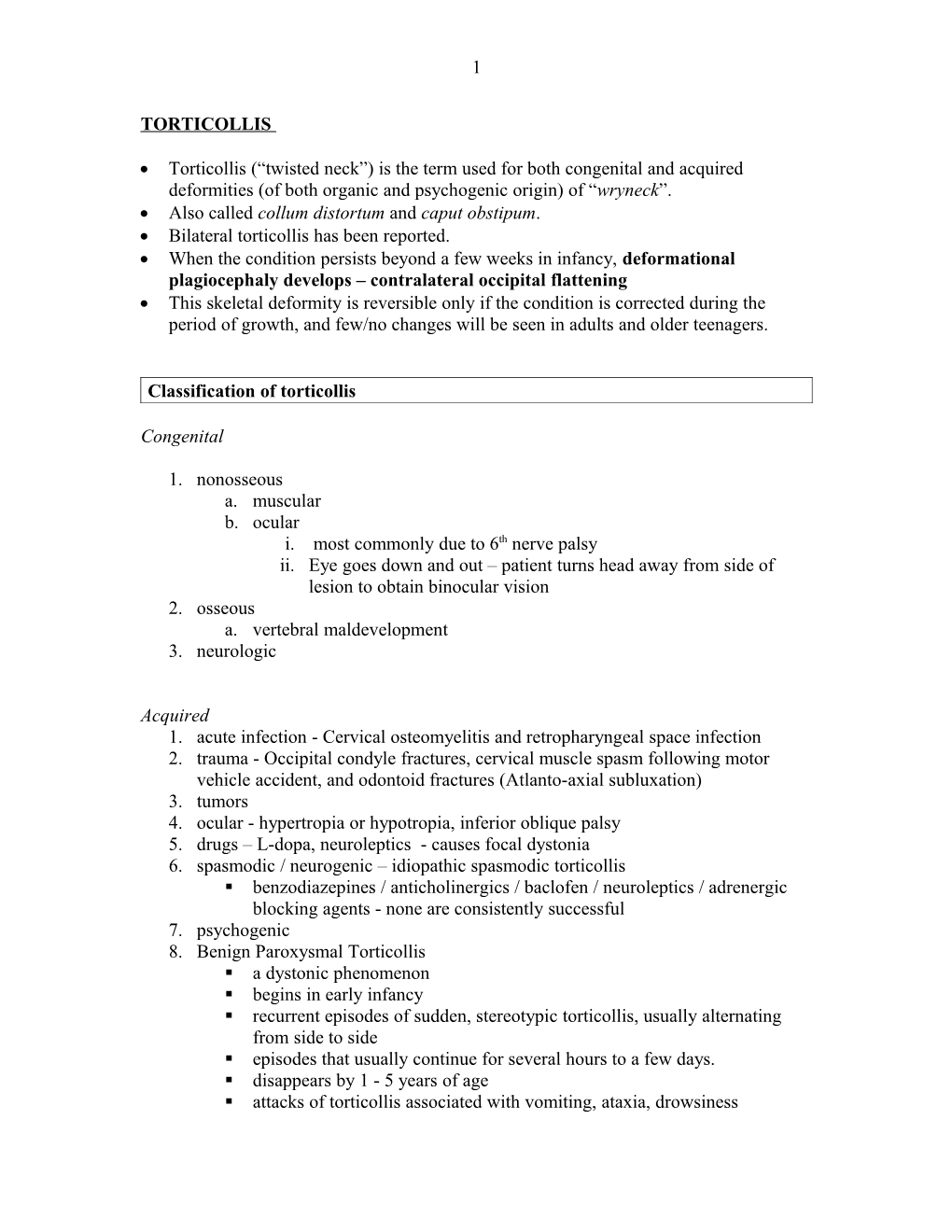 Torticollis - Congenital Muscular