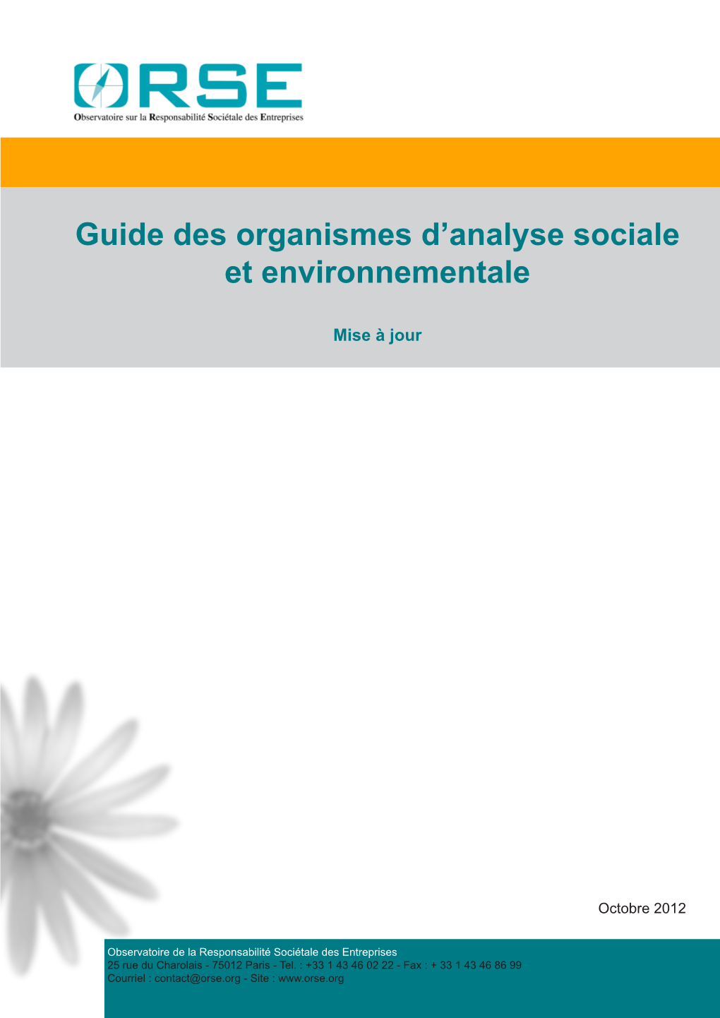Proposition De Plan Du Guide Des Organismes D'analyse Sociétale