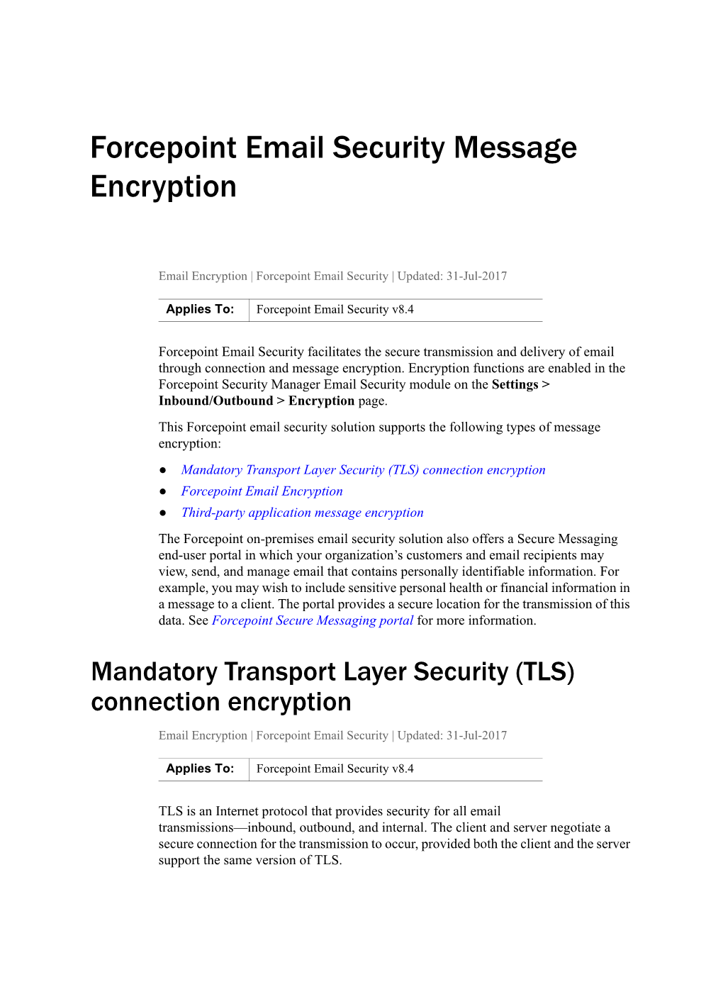Forcepoint Email Security Message Encryption