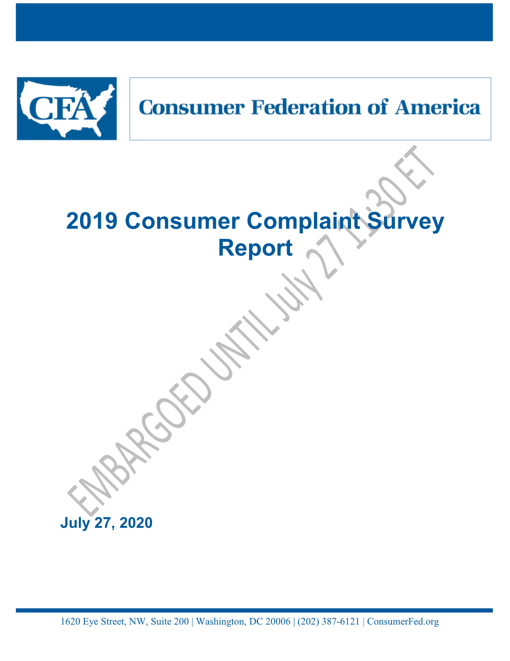 2019 Consumer Complaint Survey Report