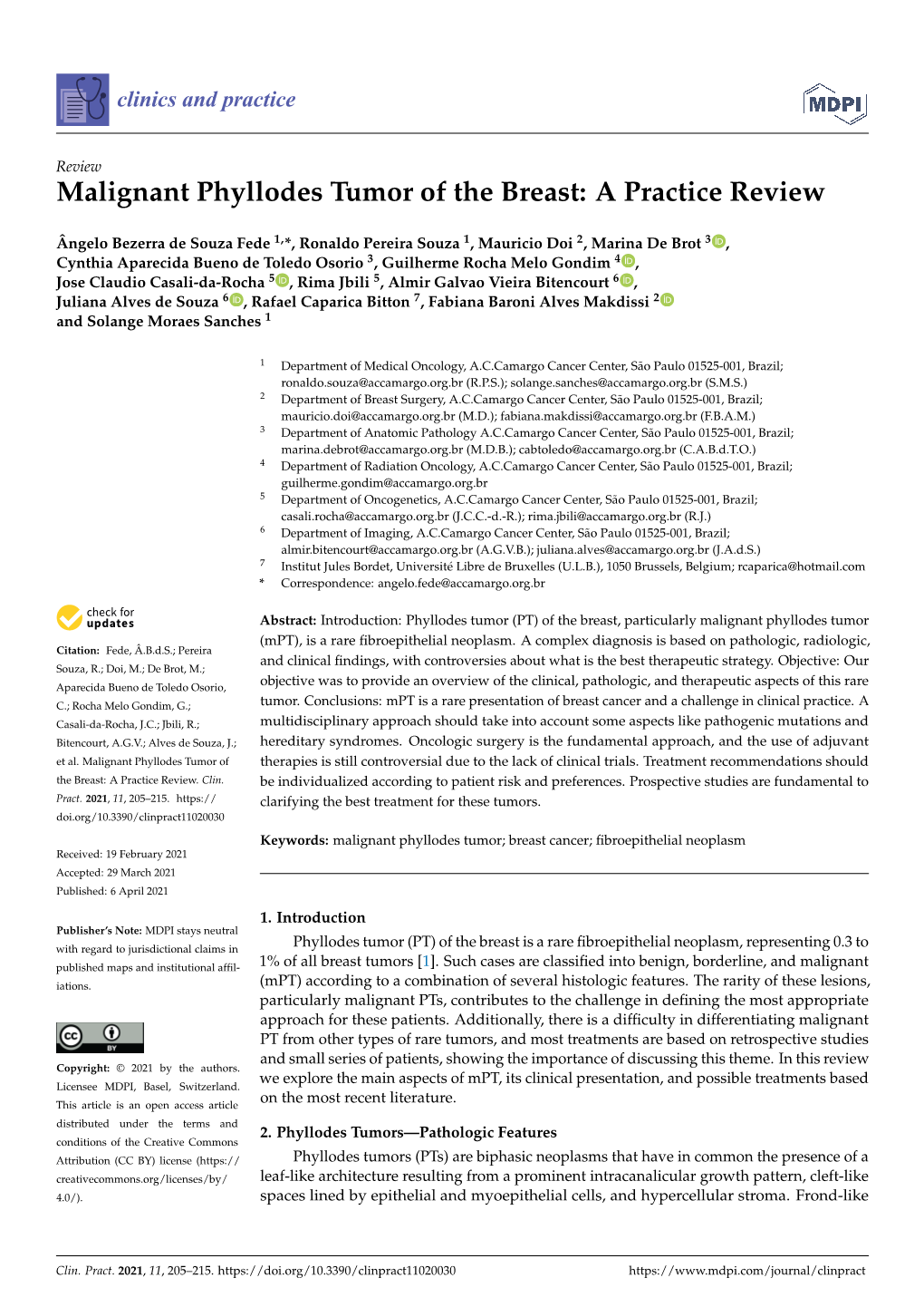 Malignant Phyllodes Tumor of the Breast: a Practice Review