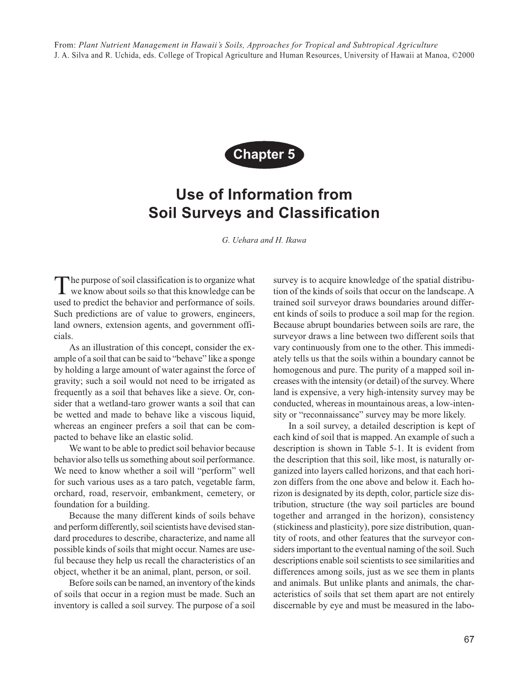 Use of Information from Soil Surveys and Classification