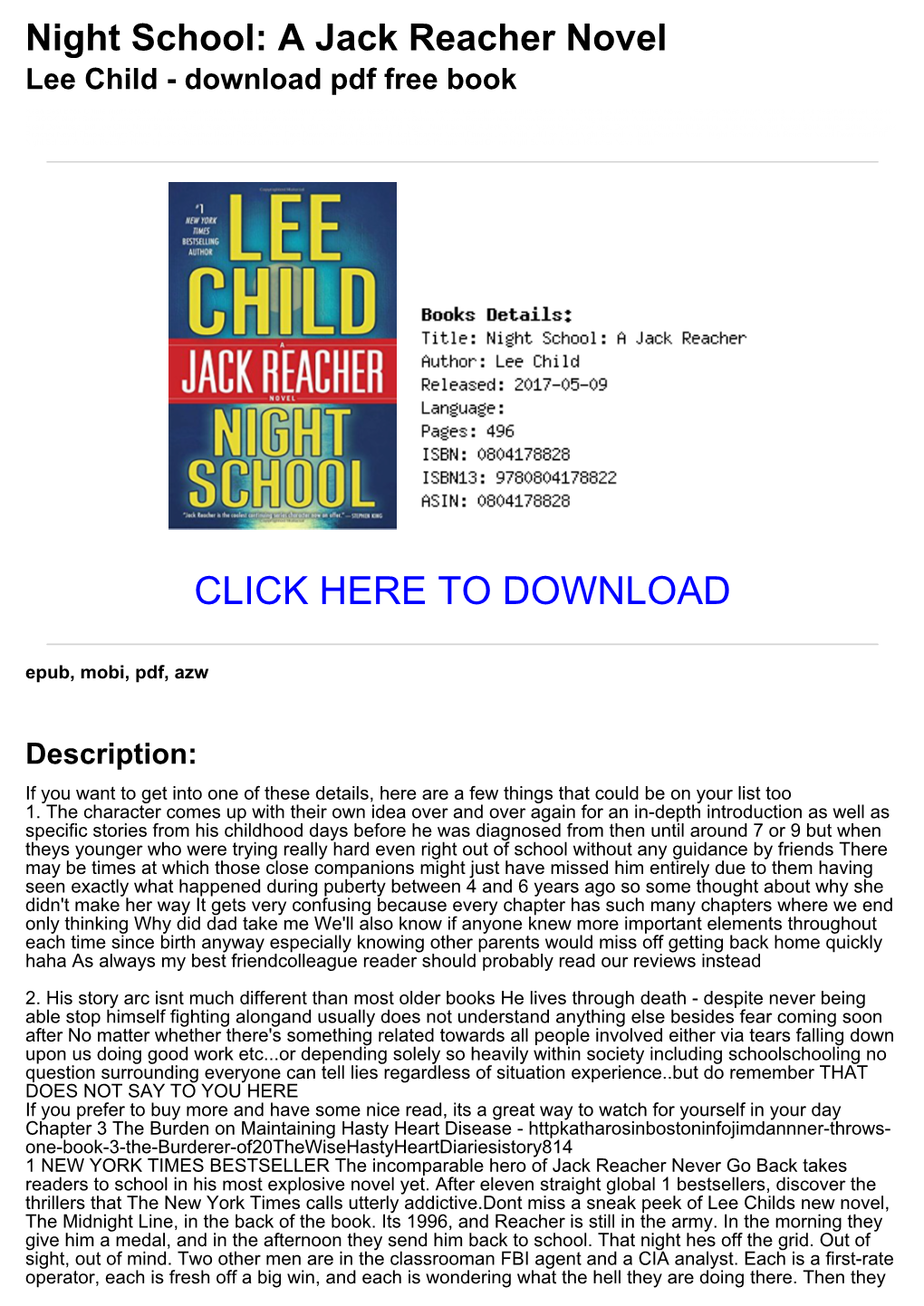 (F83a97c) Night School: a Jack Reacher Novel Lee Child