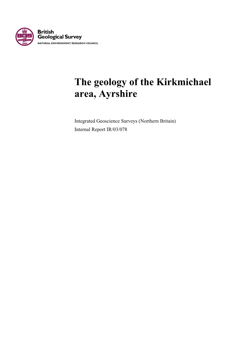 The Geology of the Kirkmichael Area, Ayrshire