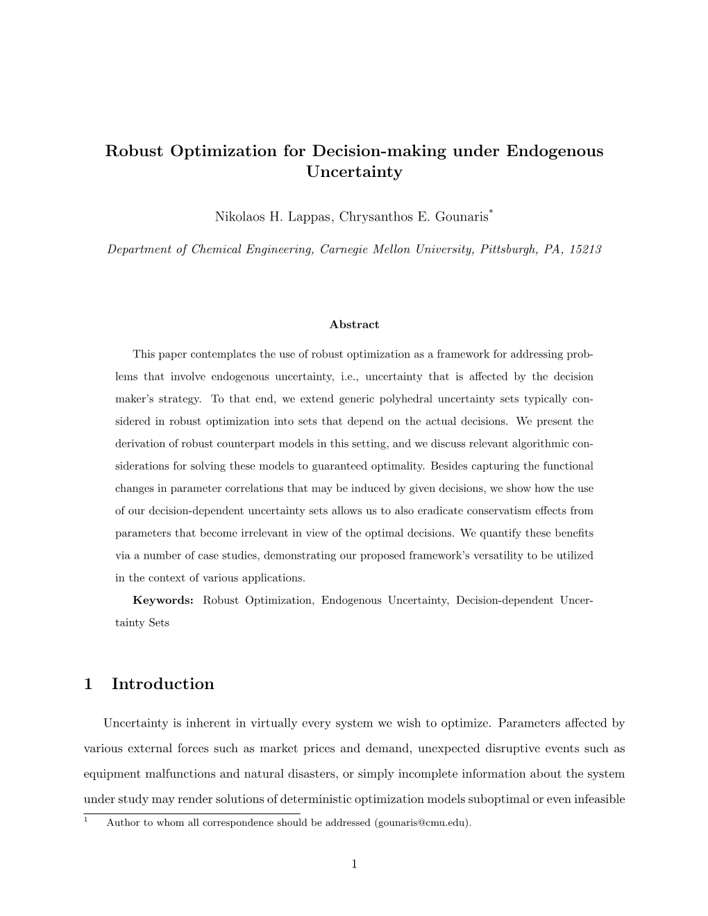 Robust Optimization for Decision-Making Under Endogenous Uncertainty