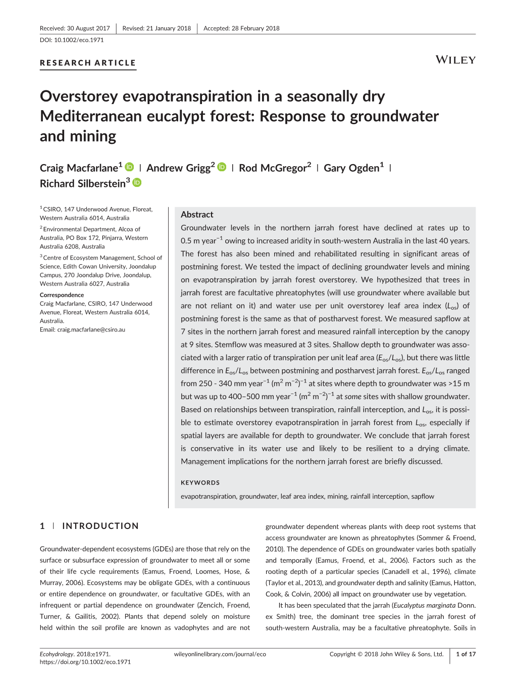 Response to Groundwater and Mining