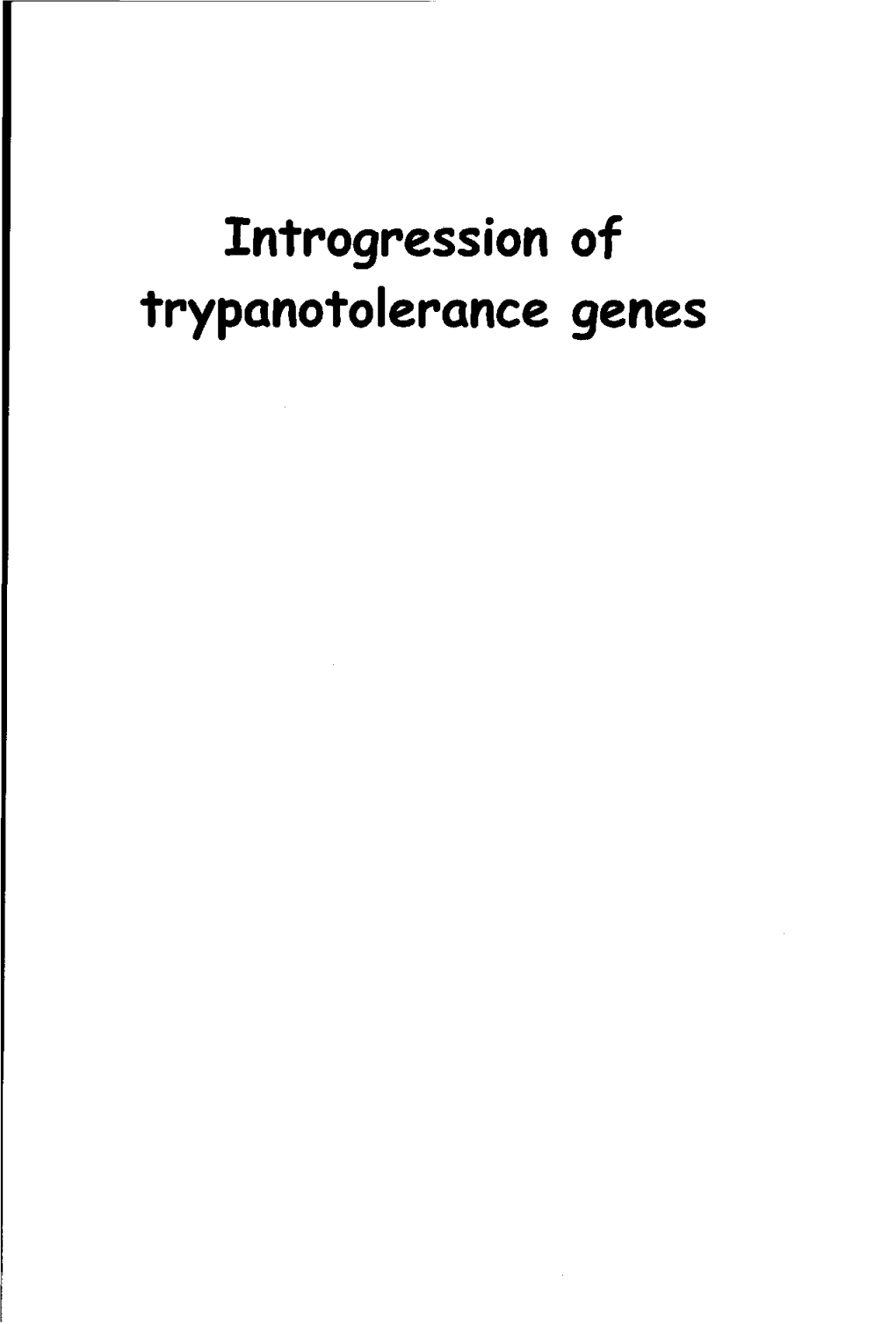 Introgression of Trypanotolerance Genes Promoter: Dr