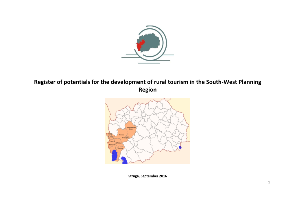 Register of Potentials for the Development of Rural Tourism in the South-West Planning Region