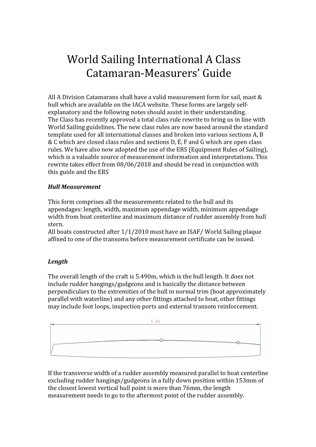 World Sailing International a Class Catamaran-Measurers' Guide