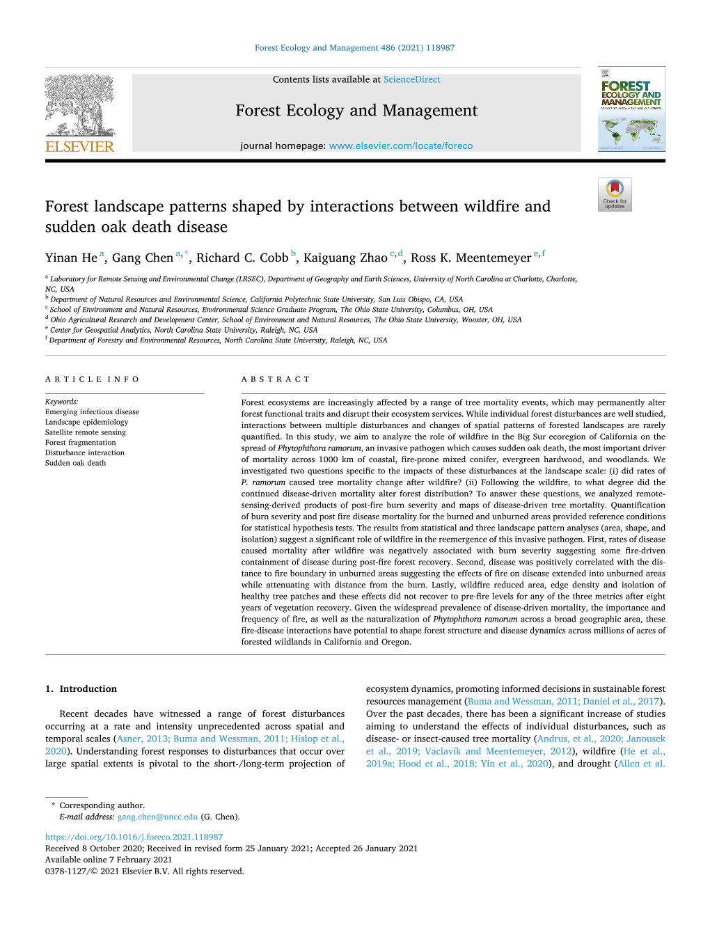 Forest Landscape Patterns Shaped by Interactions Between Wildfire And